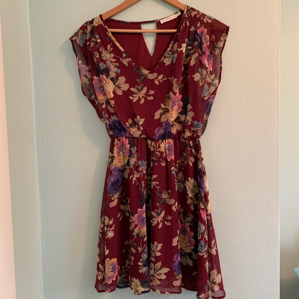 Maroon Floral Dress